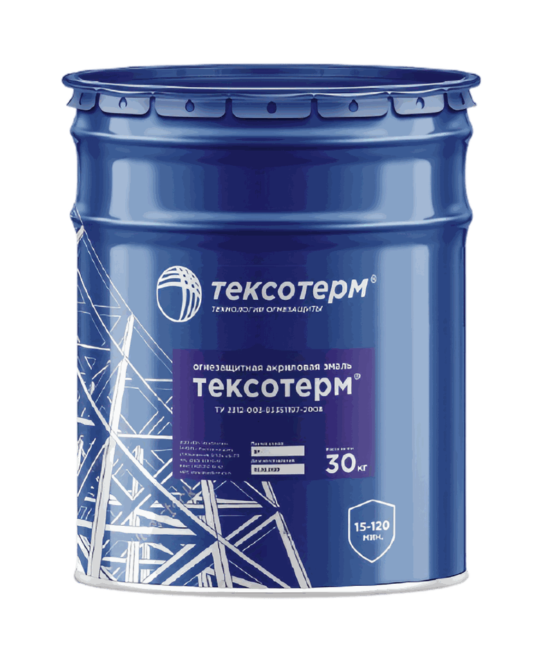 Огнезащитная акриловая эмаль Тексотерм для металла на органической основе, ведро 30 кг