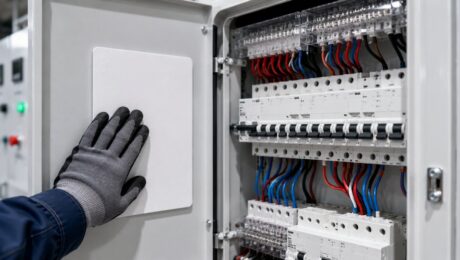 Пиростикер АСТ в электрощите Монтаж пиростикера АСТ на дверцу электрощита